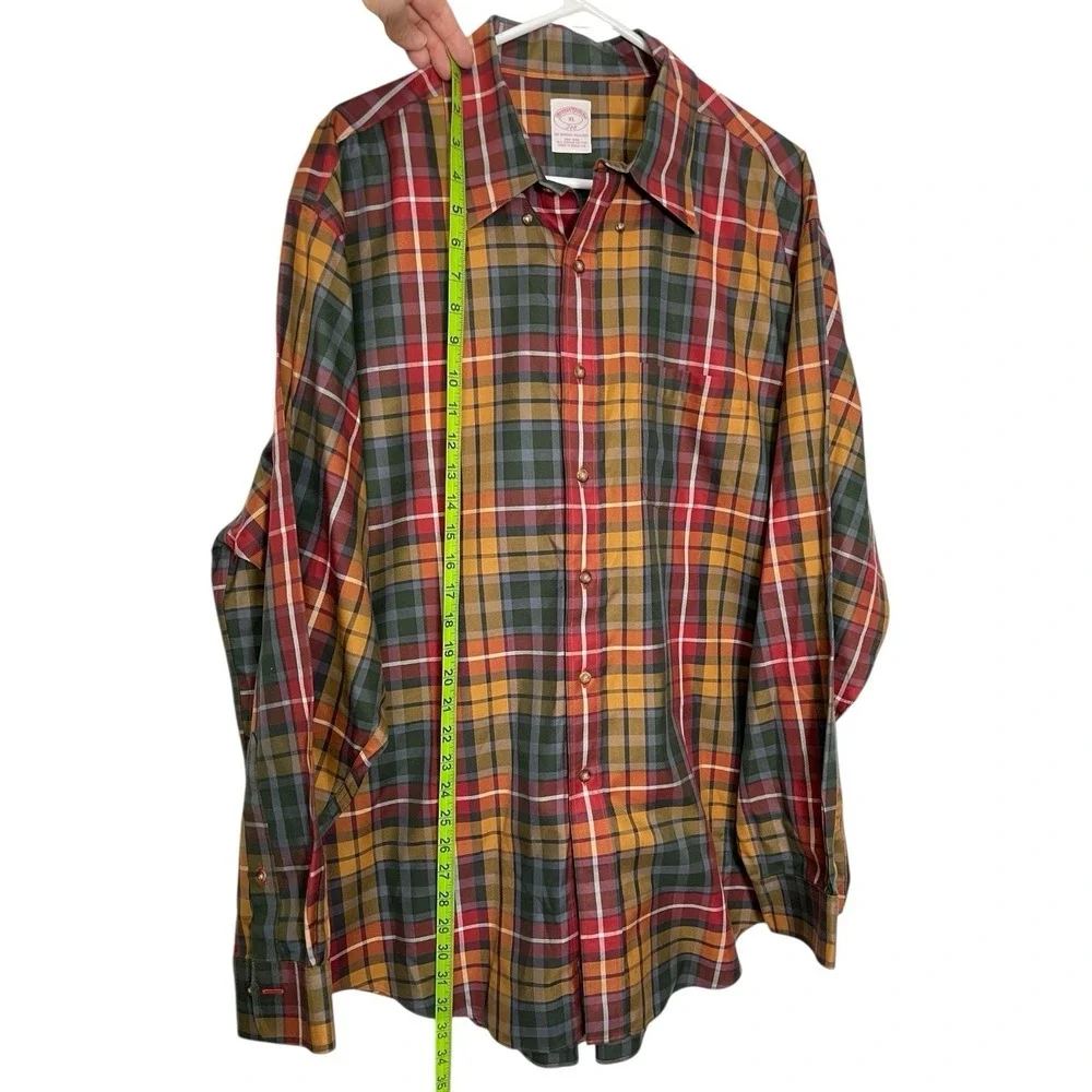 Brooks‎ Brothers XL Multicolor Plaid Button Down Shirt Non-Iron Preppy Classic